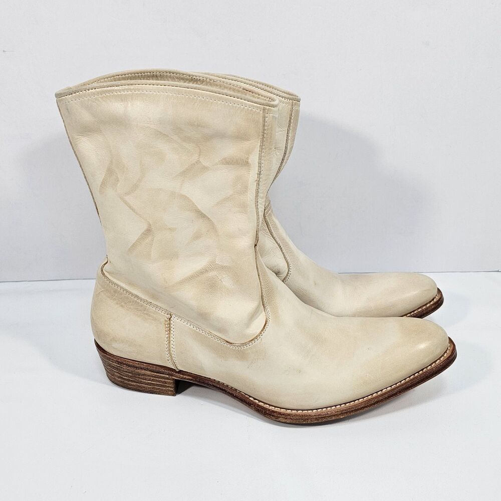 n.d.c. Made by Hand Rodeo Low Cream Leather Western Mid Calf Boots Size 40